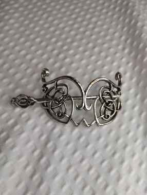Silver Celtic Knot Owl Hair Slide Or Hair Pin Or Shawl Pin  Vintage
